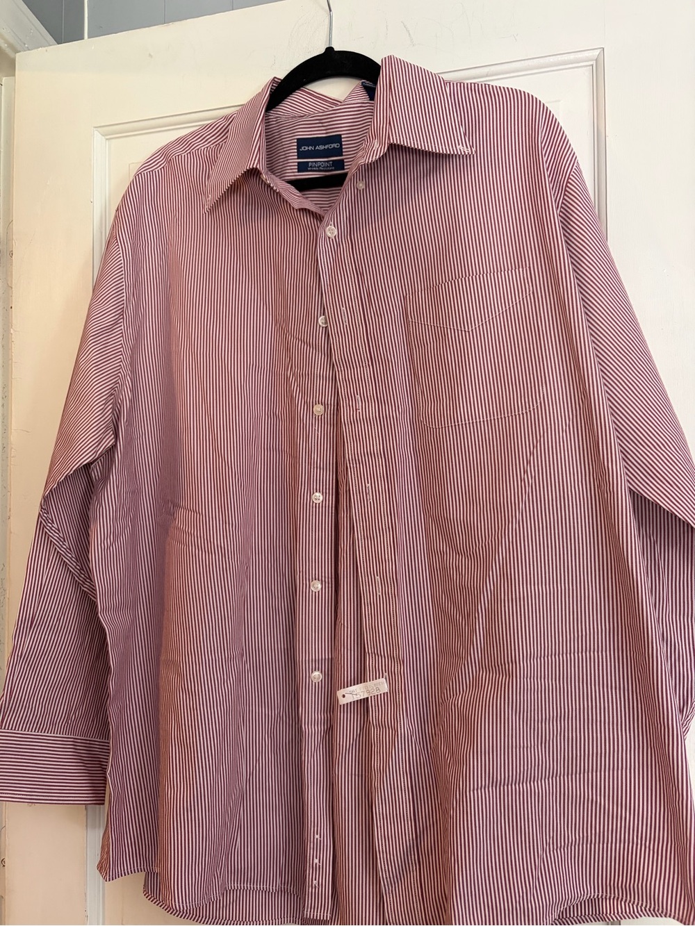 John Ashford Men's Pink and White Striped Dress Shirt